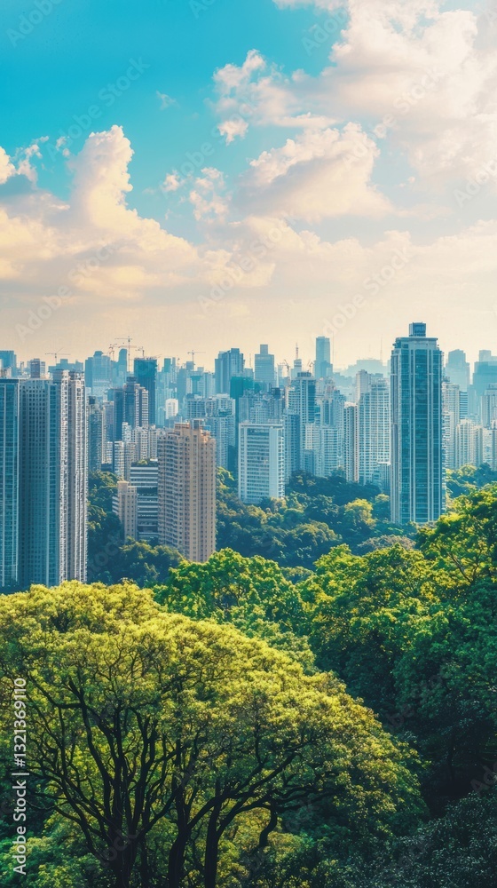 Obraz premium Innovative smart technology for a carbon-neutral city in urban landscape high-fidelity gigapixel view