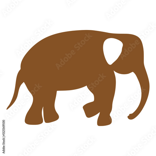 Gentle Giant Silhouette: A minimalistic portrayal of a majestic elephant, rendered in a warm, earthy tone, captures its imposing form.