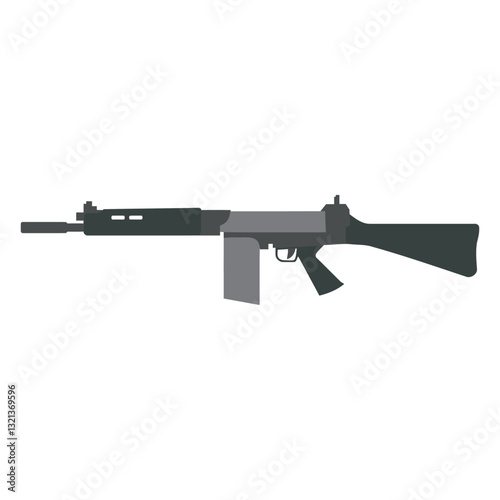 Precision and Power: A meticulously illustrated rifle, embodying the essence of military equipment and weaponry. This detailed illustration signifies strength and strategic preparedness.