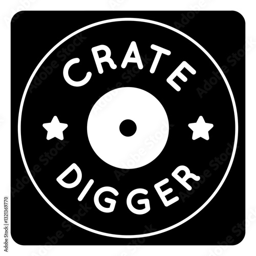 Crate Digger logo: A minimalist, high-contrast logo, a tribute to the passion for collecting musical treasures in a vinyl record format.