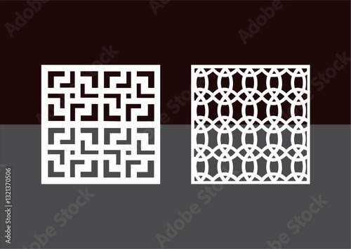  Kitchen and Hall Jali geometric CNC jaali pattern for laser cutting and interior designing vector graphics