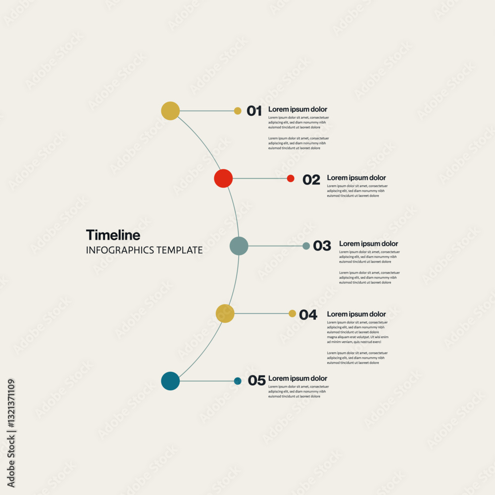 Business project timeline infographics vector template. Presentation and planning layout. Strategy and steps visualization.