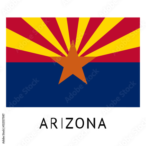 Arizona State Flag: Arizona's flag with iconic colors and design. The flag is a symbol of the state's rich history and diverse culture.