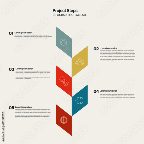 Business project timeline infographics vector template. Presentation and planning layout. Strategy and steps visualization.