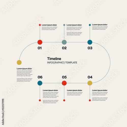 Business project timeline infographics vector template. Presentation and planning layout. Strategy and steps visualization.