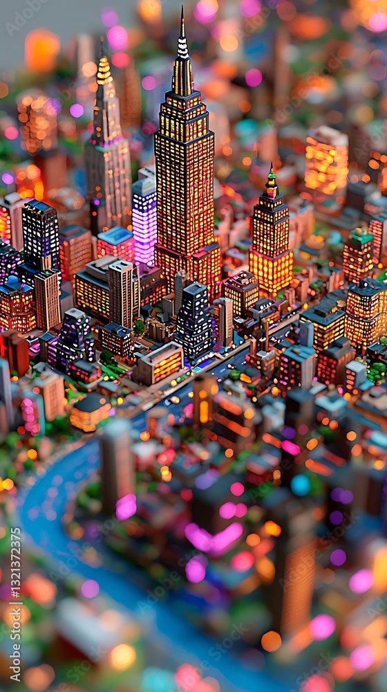 Obraz premium NYC Nightscape: Pixelated City Glow.