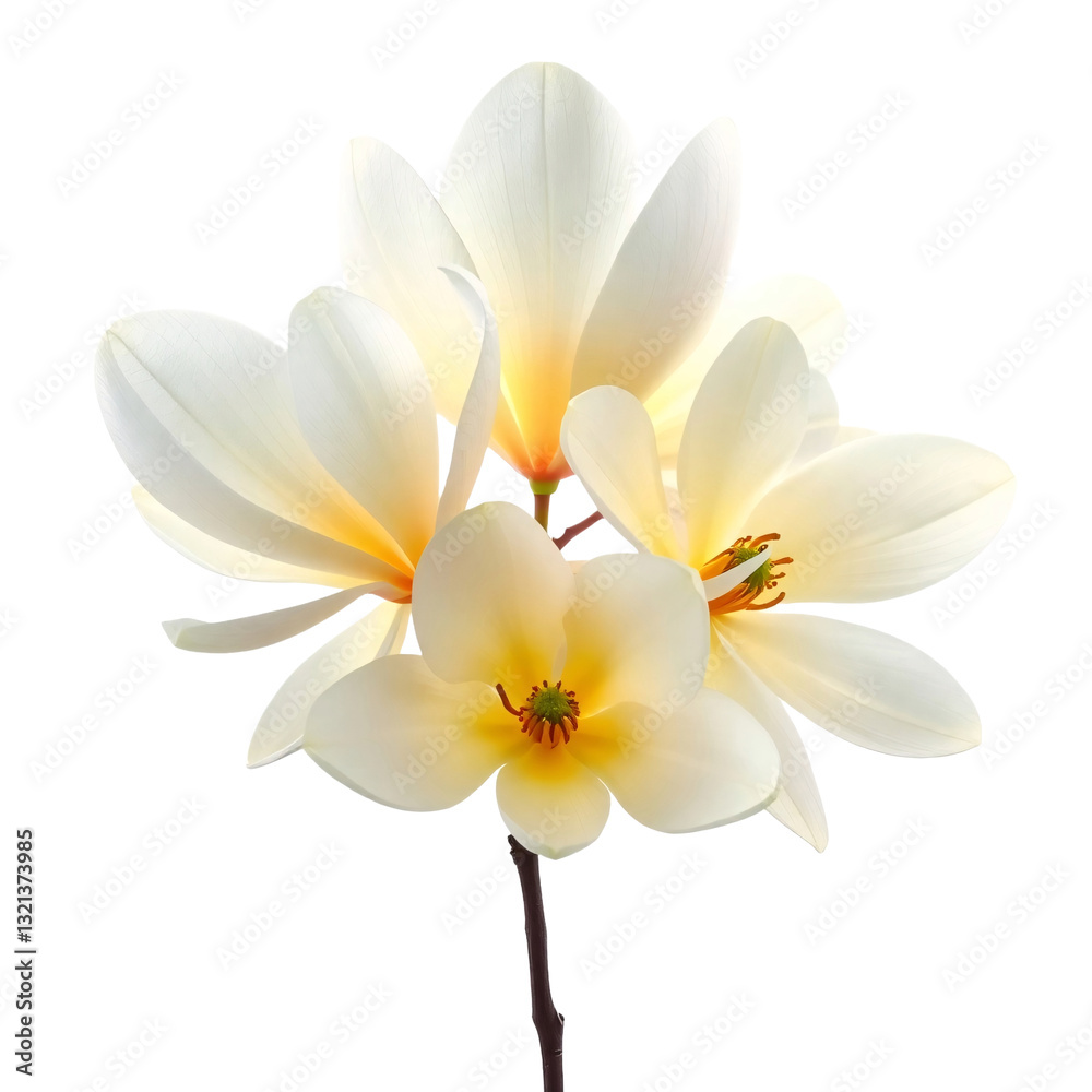 Naklejka premium white frangipani flower isolated on transparent background. Generated Ai
