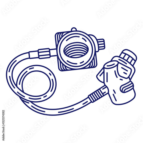 Scuba Diving Regulator: The diving regulator, the unsung hero of underwater exploration, drawn in striking minimalist line art, symbolizes life-sustaining equipment for any adventurous dive. 