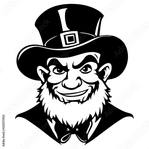 Sleek Black and White Leprechaun Silhouette Logo for Your Business