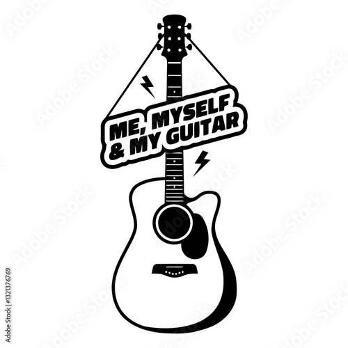 Melodic Serenade: A meticulously crafted silhouette of a classical guitar, accompanied by a captivating message that sings of musical kinship. 
