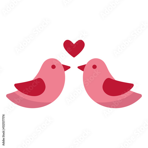 Sweetheart Birds: Two adorable lovebirds, their beaks almost touching, gaze adoringly at each other under a floating heart, perfect for expressing love and affection.