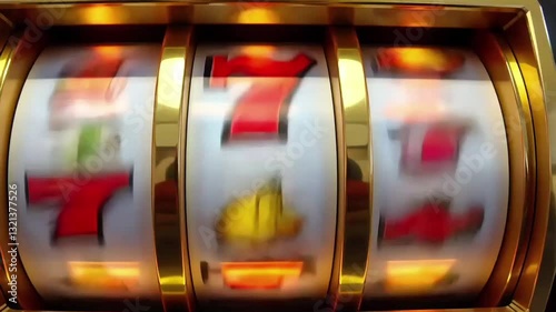 jackpot streak 777 on slot machine isolated on a transparent background, winning big in a casino, Animation Motion Graphic Video 