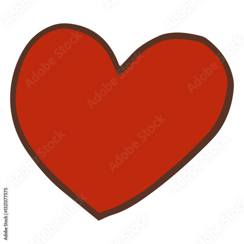 Crimson Heart: A hand-drawn heart illustration radiating love, warmth, and affection, perfect for conveying sentiments of care and romance.