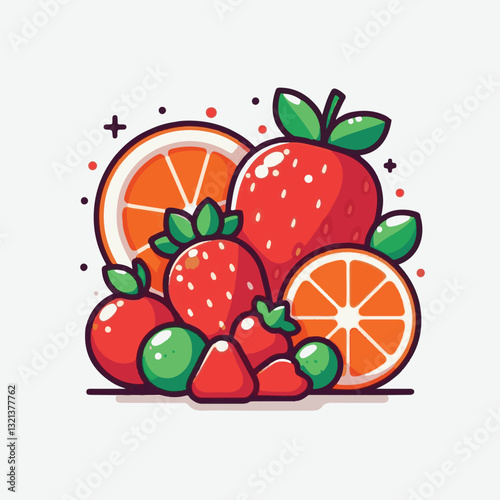 fruit, food, healthy, fresh, background, illustration, organic, vector, diet, health, vitamin, vegetarian, juicy, design, set, isolated, green, vegetable, leaf, natural, vegan, icon, exotic, colorful,