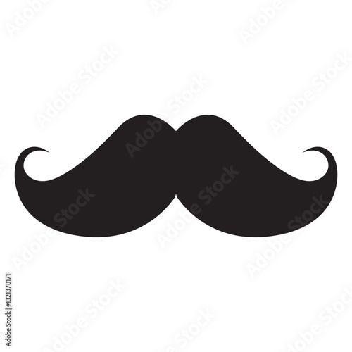 Classic Mustache Icon: A timeless, iconic mustache silhouette, embodying elegance and style. The silhouette is perfect for designs.