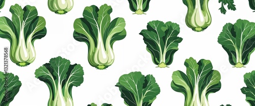 Wallpaper Mural bok choy pattern on white plain background digital abstract art work illustration design Torontodigital.ca