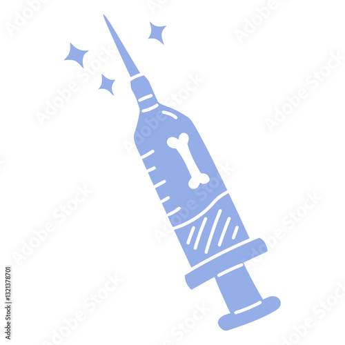 Vaccine for Pets: This illustration depicts a syringe of medicine which contains the magic potion for pet.  