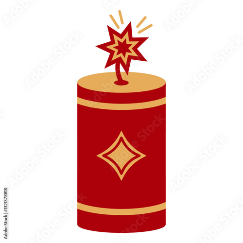 Festive Firecracker: A brightly colored firecracker illustration symbolizing celebration, excitement, and joyous events, a visual representation of pyrotechnics.