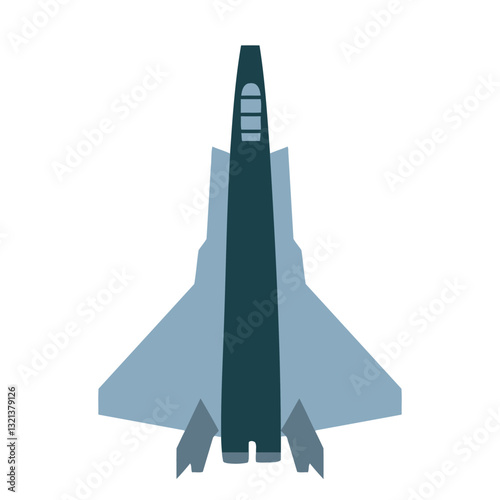 Air Superiority: An aerial view of a sleek, gray jet fighter, its design hinting at speed, power, and modern military technology. The stylized illustration focuses on its streamlined structure.