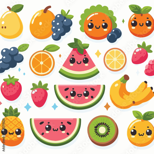 fruit, food, healthy, fresh, background, illustration, organic, vector, diet, health, vitamin, vegetarian, juicy, design, set, isolated, green, vegetable, leaf, natural, vegan, icon, exotic, colorful,