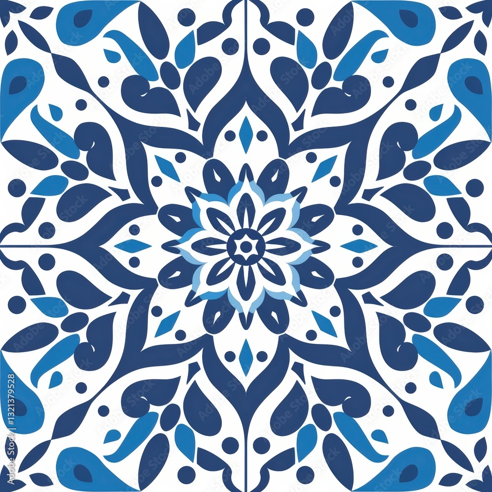 Fototapeta premium Intricate blue floral pattern design