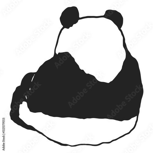 Cute Panda Bear Illustration: A simple, captivating illustration of a panda bear, embodying charm and the serene nature of this beloved animal, perfect for creative projects.