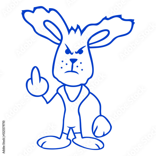 Rabbit Middle Finger Showing Naughty Cheeky Insult Design Lover Art Vector Illustration Card T-Shirt Poster Sticker Graphic Print Decorative Drawing Isolated Logo Decoration Symbol Creative Cool Style