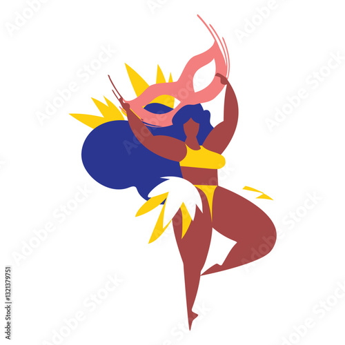 Dancing Spirit of Carnival: A vibrant illustration captures the joy and movement of a carnival dancer, embodying the free-spirited essence of celebration with graceful fluidity.