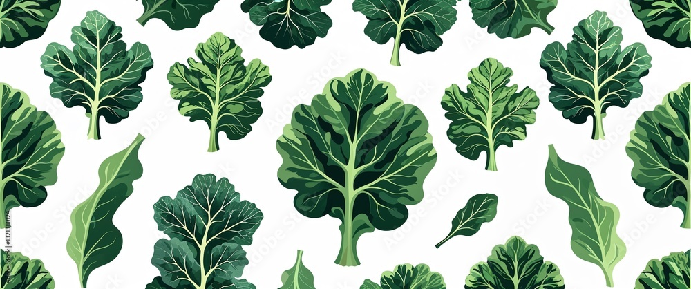 collard greens pattern on white plain background digital abstract art work illustration design collard greens pattern on white plain background digital abstract art work illustration design