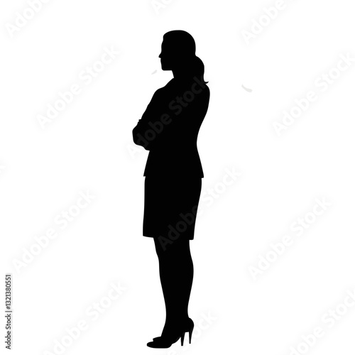 Silhouette of a Confident Businesswoman Standing with Arms Crossed