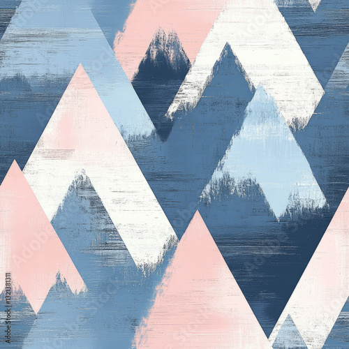 rustic winter mountain in pastel tone, seamless pattern repeat