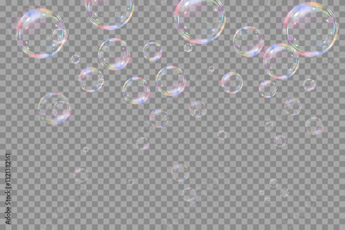 Set of realistic colorful soap bubbles.PNG EPS 10.