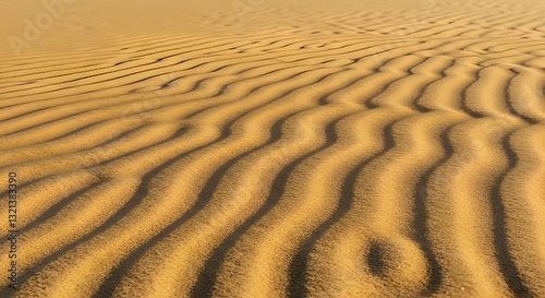 Serene desert landscape with golden sand dunes and wavy textures