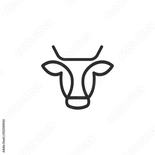 line cow head logo design vector.beef farmer for steak house restaurant logo