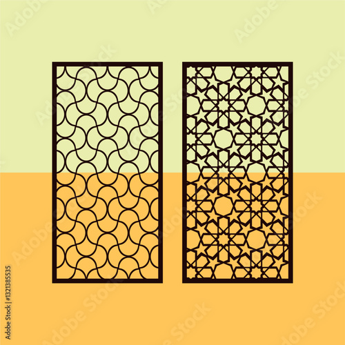  Kitchen and Hall Jali geometric CNC jaali pattern for laser cutting and interior designing vector graphics