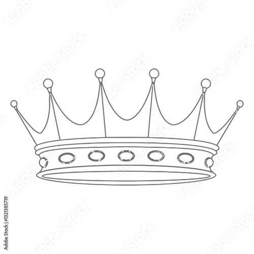 Royal Crown Outline: A regal crown illustration, symbolizing royalty, authority, and prestige, rendered in a clean, minimalist style, perfect for design applications. 