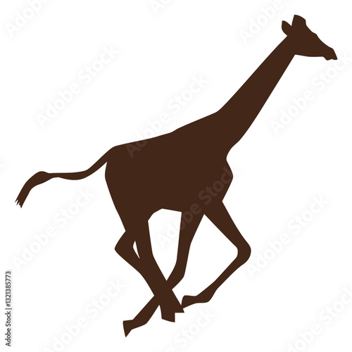 Swift Silhouette: A minimalist, high-contrast silhouette of a giraffe in full stride, capturing the grace and power of African wildlife against a simple backdrop.