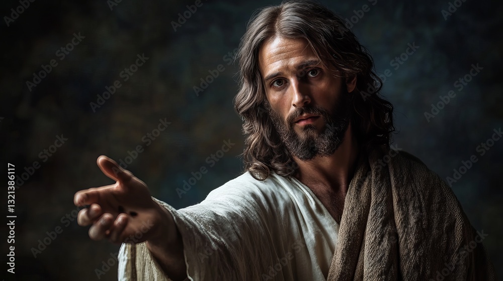 Hopeful Reach: Jesus' Hand Extending from Darkness, a Powerful Symbol of Faith, Redemption, and Divine Intervention. Perfect for religious, spiritual, Hopeful Reach: Jesus' Hand Extending from Darkness, a Powerful Symbol of Faith, Redemption, and Divine Intervention. Perfect for religious, spiritual,