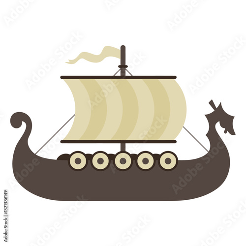 Viking Ship: A captivating illustration of a Viking ship, with its distinctive design, sails gracefully through the waters.