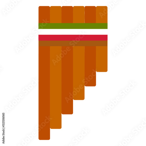 Pan Flute: A digitally crafted depiction of a pan flute, a wind instrument, showcased in a clean, minimalist style.