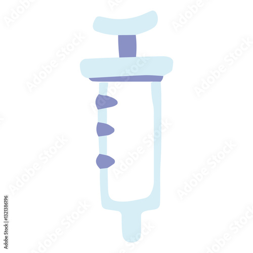 Illustration of a Syringe: An illustrated syringe is depicted in a minimalist style, perfect for representing concepts of healthcare, vaccination, and medical procedures.
