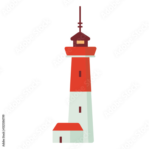 Lighthouse's Guiding Light: A tall, classic lighthouse stands proudly against a clear sky, its structure a beacon of safety and guidance for ships navigating the seas.