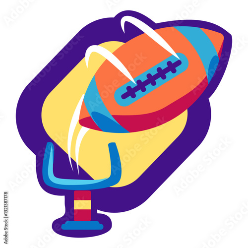 Touchdown: A Dynamic Illustration of an American Football Soaring Towards a Goalpost, capturing the energy and excitement of the sport.