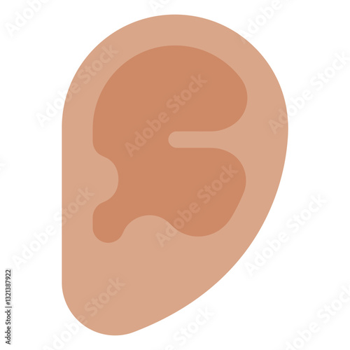 Anatomy Ear Illustration: This image presents a clean and stylized illustration of the human ear, rendered in flat, bold colors to highlight its key anatomical features.