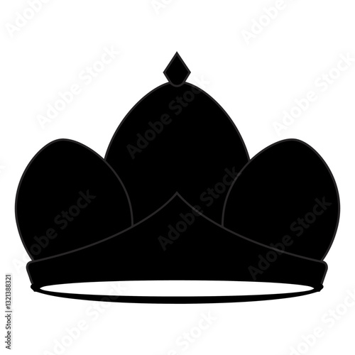 Royal Crown Silhouette: The dignified crown in a simple silhouette, radiating royalty and authority. The iconic symbol of monarchy is rendered in elegant black.