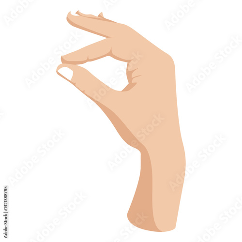 Hand Gesture Holding Something : An illustrative depiction of a hand, delicately holding an invisible object between thumb and forefinger, rendered in a clean and modern style.
