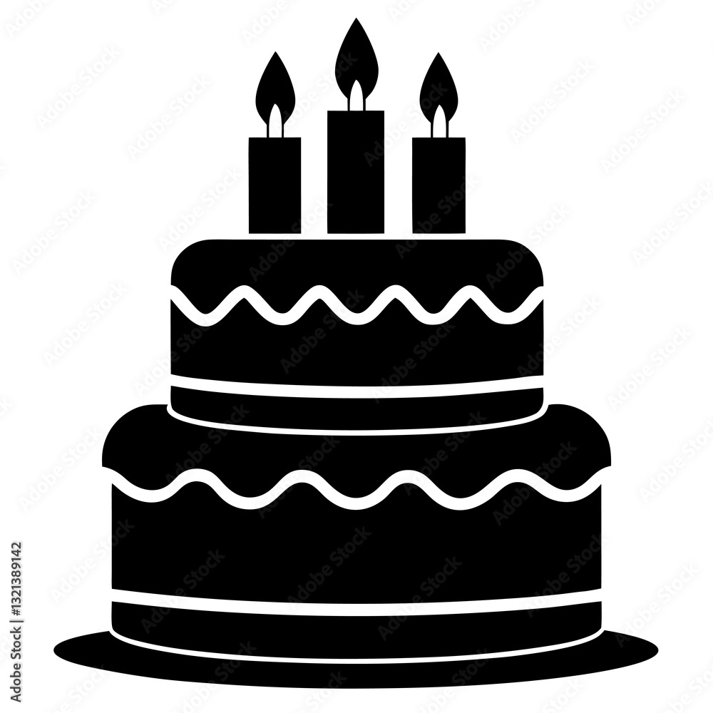 birthday cake silhouette vector icon white background birthday cake silhouette vector icon white background