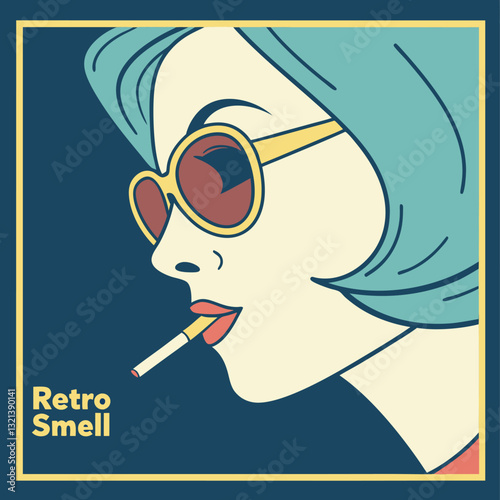 Retro Smell Woman Smoking T-Shirt Design - Vintage Style Fashion Graphic Tee