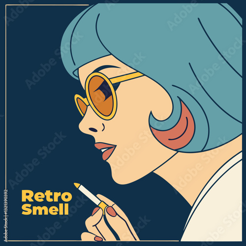 Retro Smell Woman Smoking T-Shirt Design - Vintage Style Fashion Graphic Tee