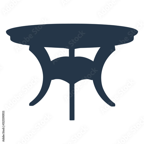 Elegant Table Silhouette: An artistic representation of a dark blue table, showcasing a classic design, simplicity, and the essence of furniture aesthetics.